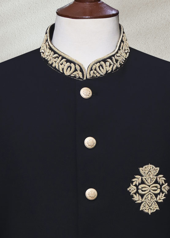 Buy Black Sherwani With Embroidery For Groom Save Upto