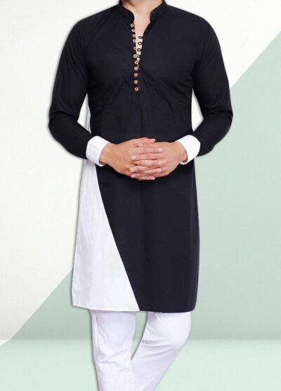 Solid Men S Black Kurta Shameel Khan