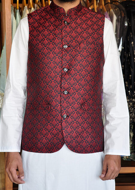 Maroon Waistcoat for Men classic black sherwani