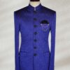 Royal Blue Printed Jamawar Prince Suit