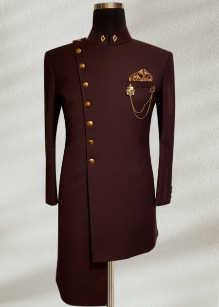 Maroon Prince Suit Embroidered Black Prince Suit