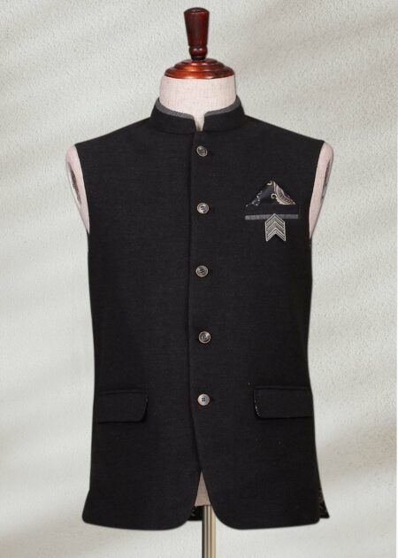 Solid Black Waistcoat Golden and Red Waistcoat
