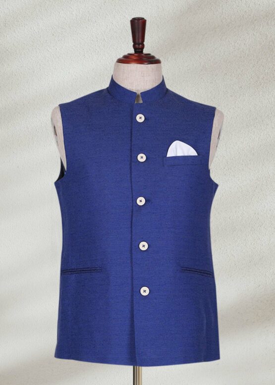 Solid Royal Blue Waistcoat - Shameel Khan