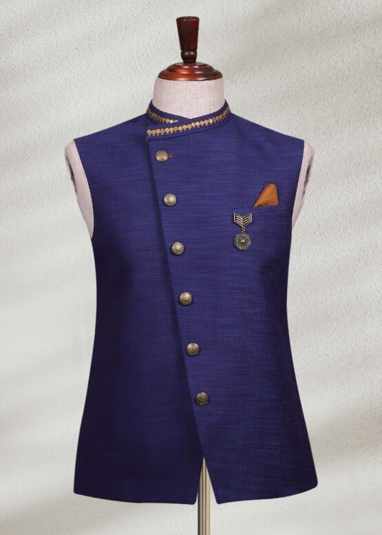 Plain Navy Blue Waistcoat Waistcoat in Navy Blue Color