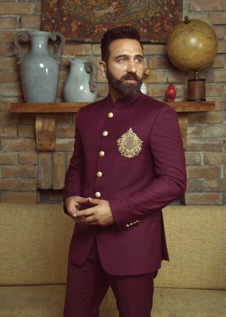 Maroon Prince Suit White Prince Suit for Groom