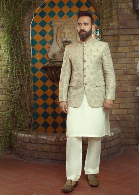 Grey Raw Silk Prince suit - Shameel Khan