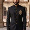 Embroidered Black Prince Suit
