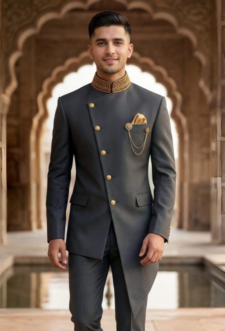 Grey Indo Western Prince Suit