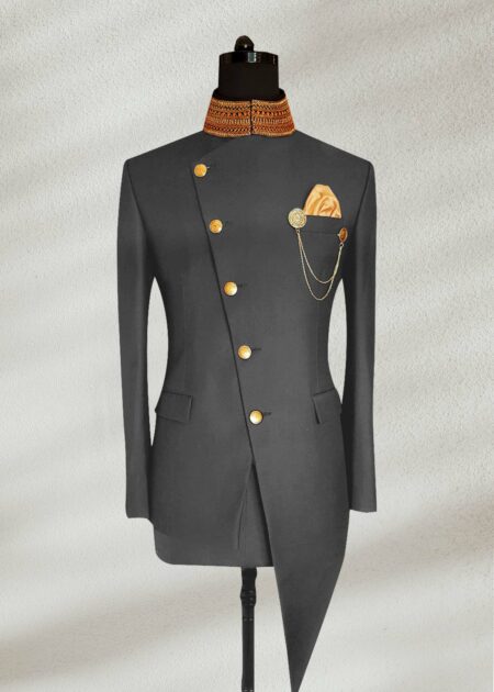 Grey Indo Western Prince suit black prince suit with embroidery