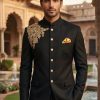 Black Prince Suit with Golden Embroidery