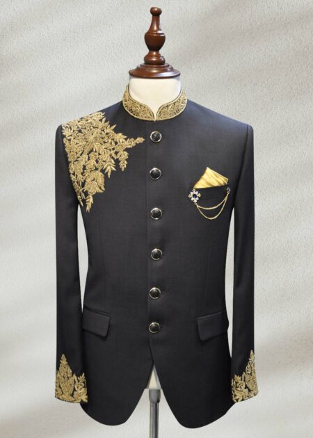 Black Jodhpuri Prince Suit Blue Embroidered Prince Suit For Men