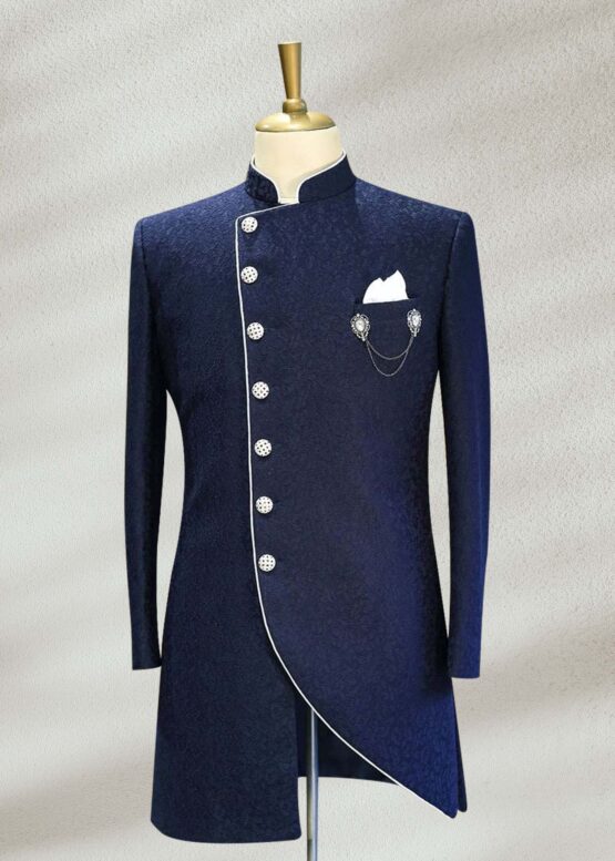 Blue Side Cut Sherwani