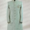 Olive Raw Silk Zari Embroidered Sherwani