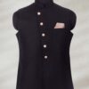 Solid Black Angled Waistcoat Black Men's Waistcoat