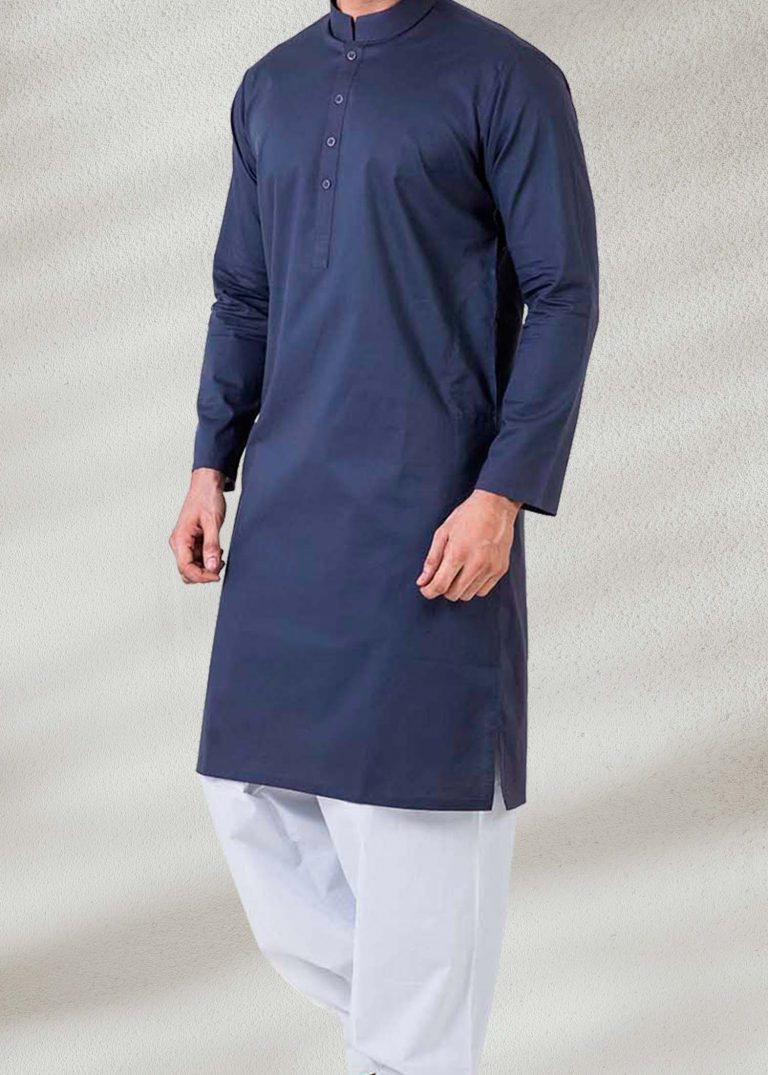 Men Plain Blue Kurta