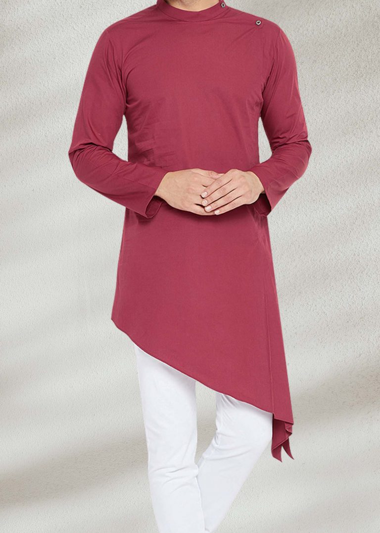 Men side cut maroon kurta