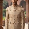 Fawn Indo Western Prince Suit Ivory Prince Suit for Men
