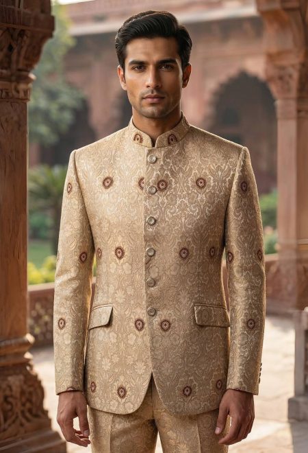 Fawn Indo Western Prince Suit Fawn Indo Western Prince Suit