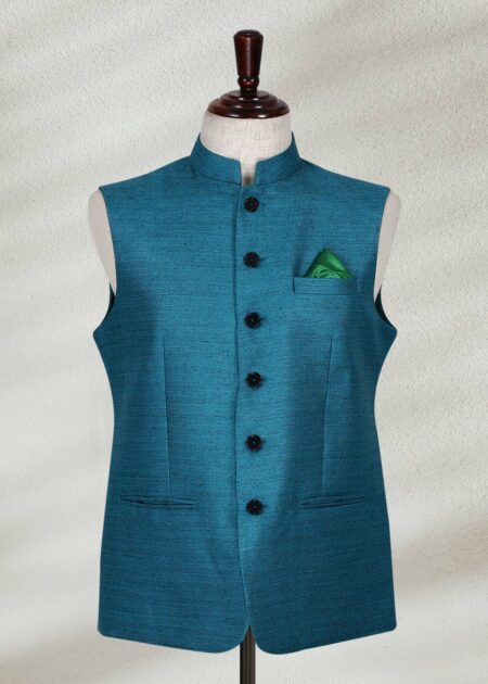 Turquoise Green Color Waistcoat Traditional Olive Brown Waistcoat