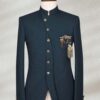 Zinc Blue Embroidered Italian Prince Coat