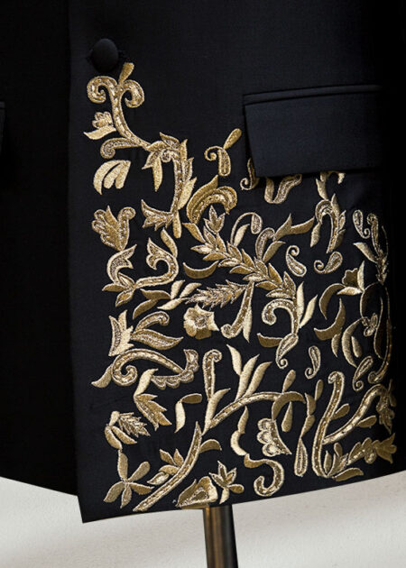 Embroidered Black Prince Suit