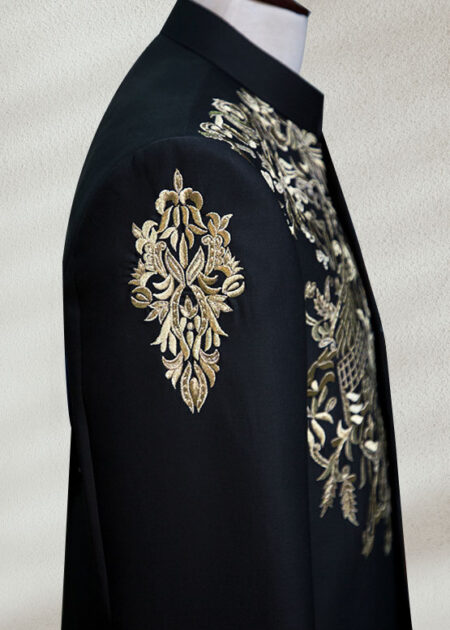 Embroidered Black Prince Suit