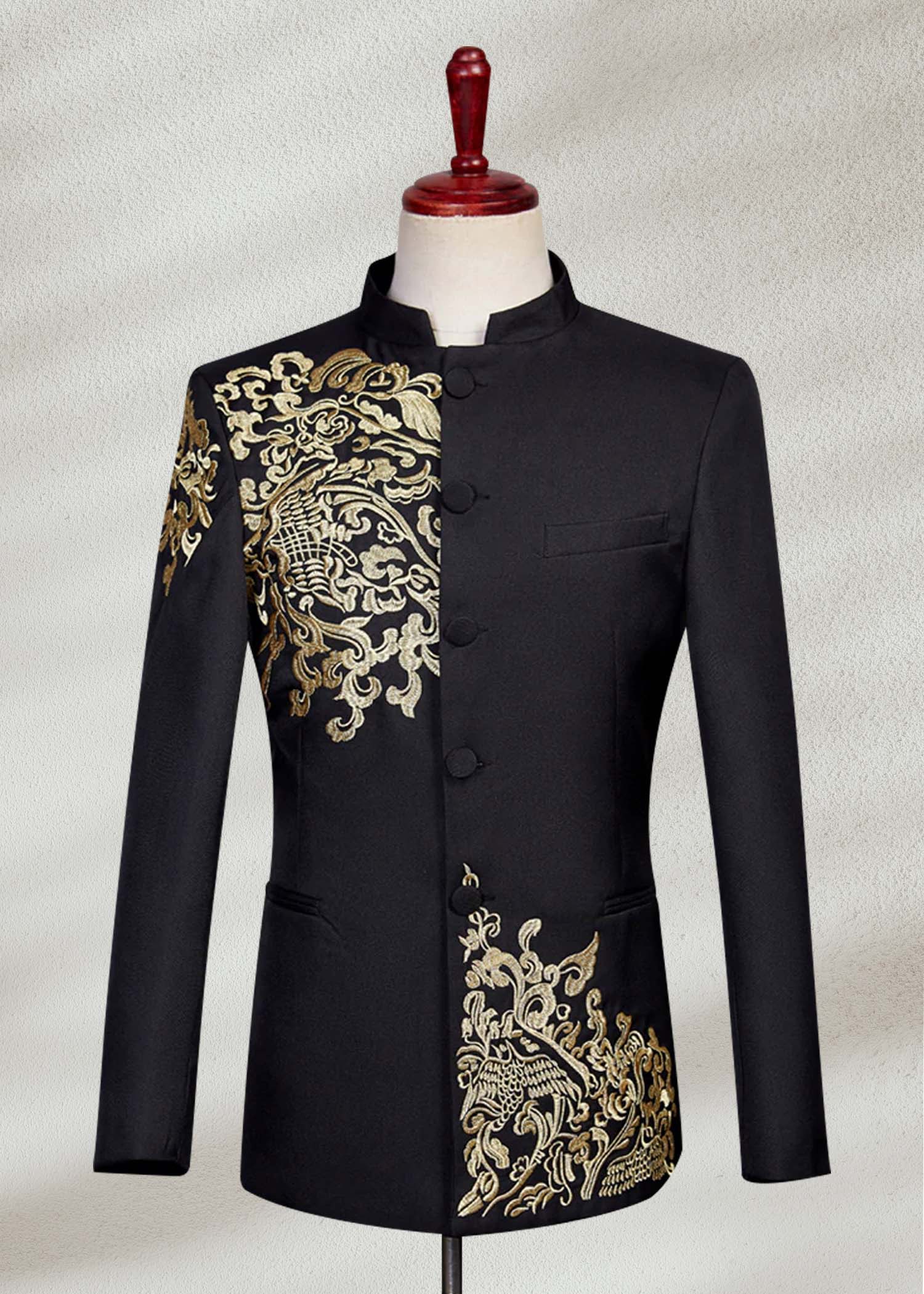Embroidered Black Prince Suit - Shameel 
