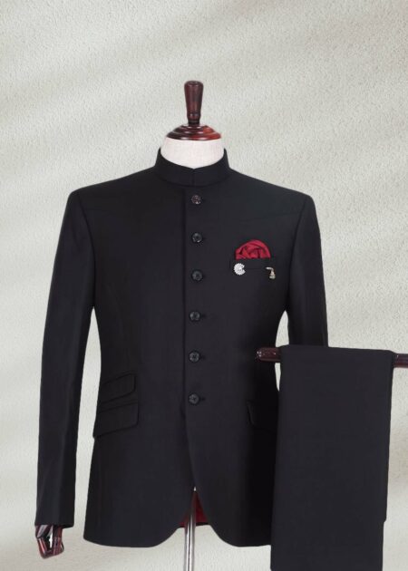 Royal Black Prince Suit White Embroidered Prince Suit