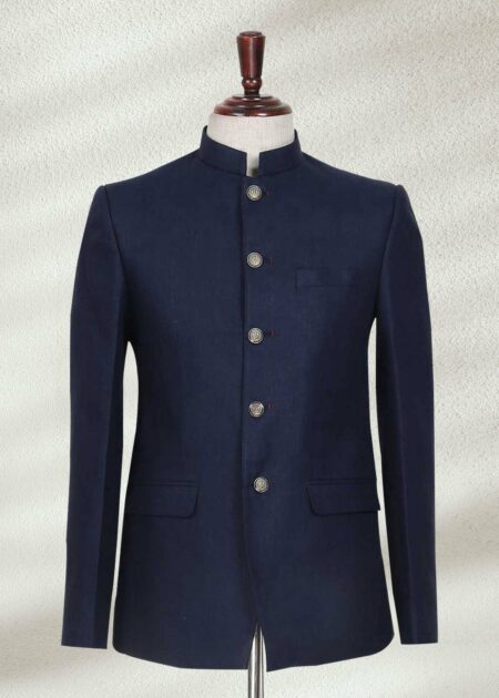 Classic Navy Blue Prince Suit White Embroidered Prince Suit