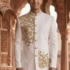 White Embroidered Prince Suit Maroon Prince Suit for Men