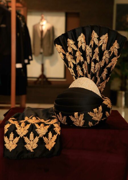 Black Embroidered Turban