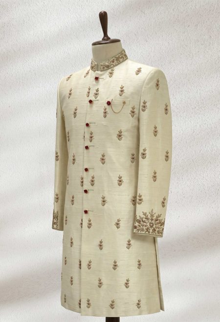 Groom Off White Wedding Sherwani Groom Off White Sherwani
