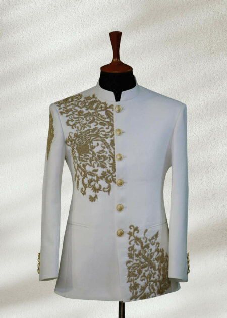 White Embroidered Prince Suit