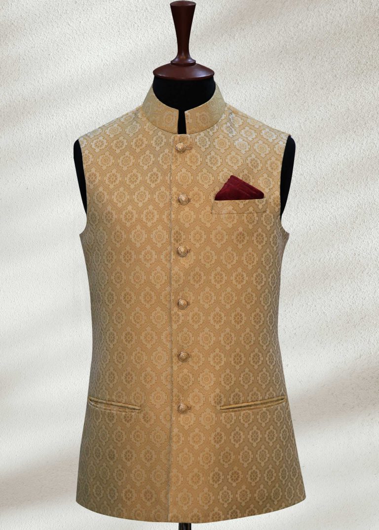 Fawn Jamawar Waistcoat Fawn Waistcoat Fawn Jamawar Waistcoat Fawn Waistcoat