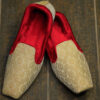 Handmade Golden & Red Khussa Handmade Loafers in Off-white color