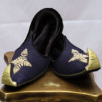 Handmade Blue Raw Silk Khussa Handmade Loafers in Off-white color