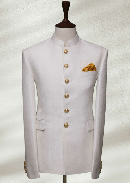 Pearl White Prince Coat Solid Navy Blue Prince Coat