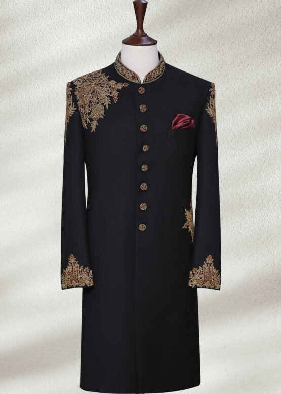 Groom Black Sherwani