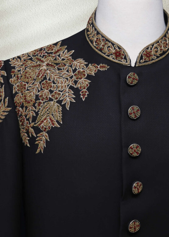 groom black sherwani