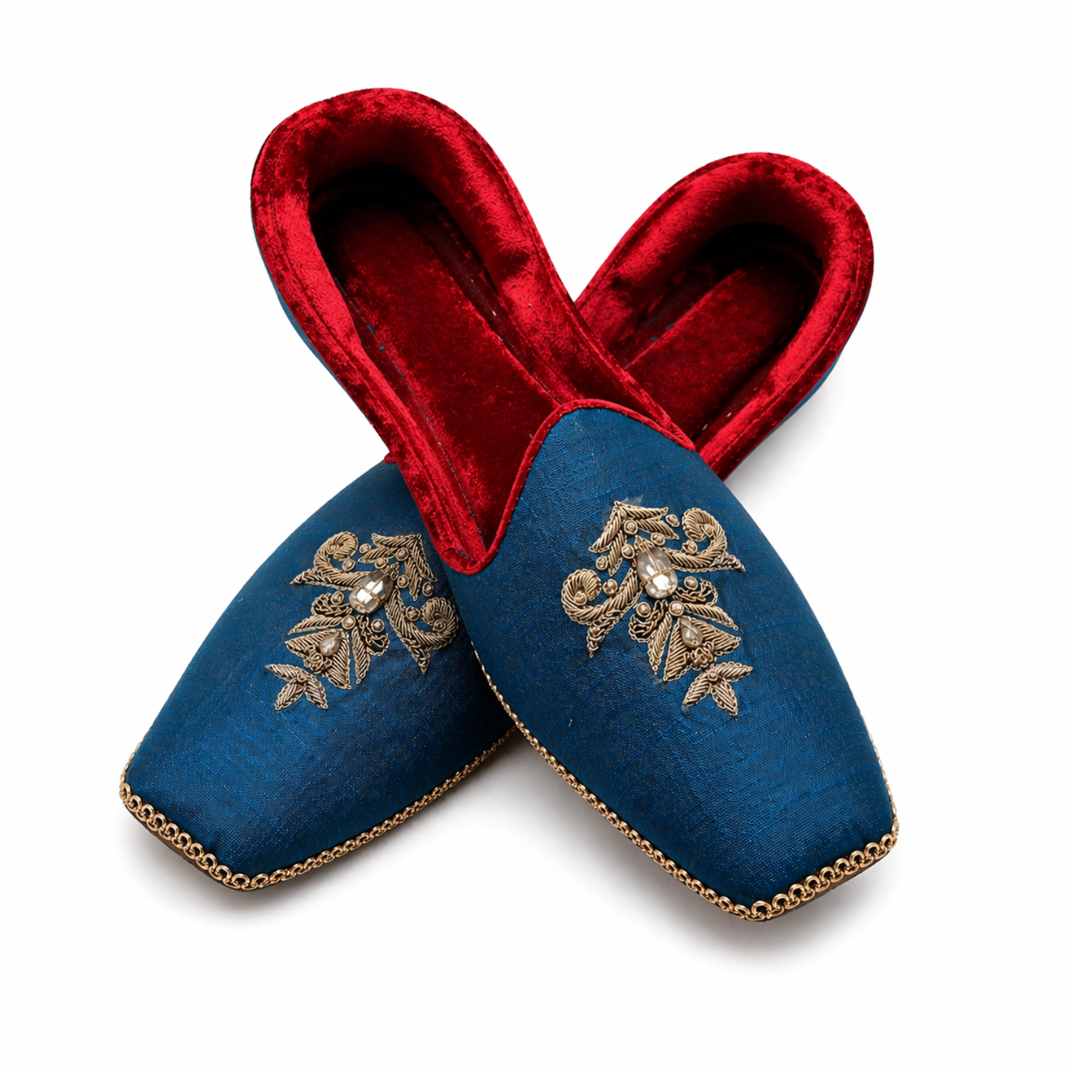 Handmade Zinc Blue Khussa 1 Handmade Zinc Blue Khussa Khussa in Sapphire Blue color