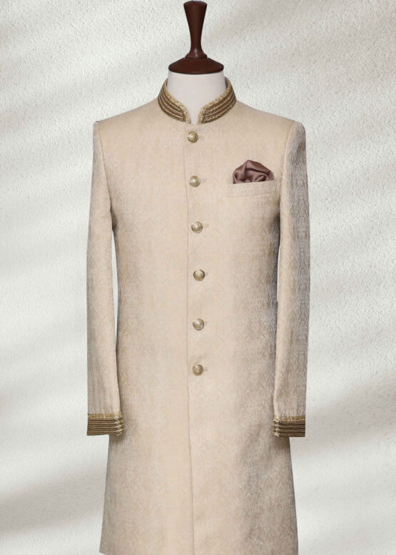 Embroidered Mandarin Collar Indo-Western Sherwani