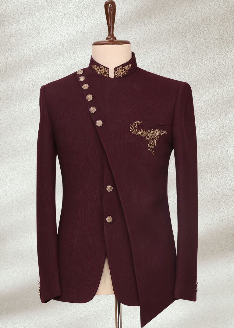 Maroon Prince Coat with Zardosi Embroidery Maroon Prince Coat