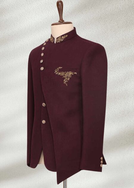 Maroon Prince Coat with Zardosi Embroidery Maroon Prince Coat