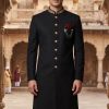 Black Plain Sherwani