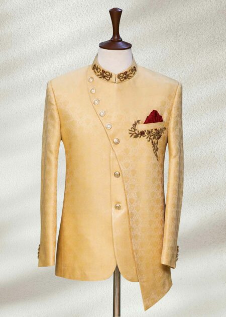 Gold Toned Prince Coat Golden Prince Coat with textured fabric