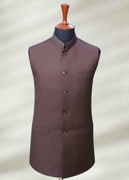 Classic Maroon Waistcoat Black Prince Coat with Embroidery