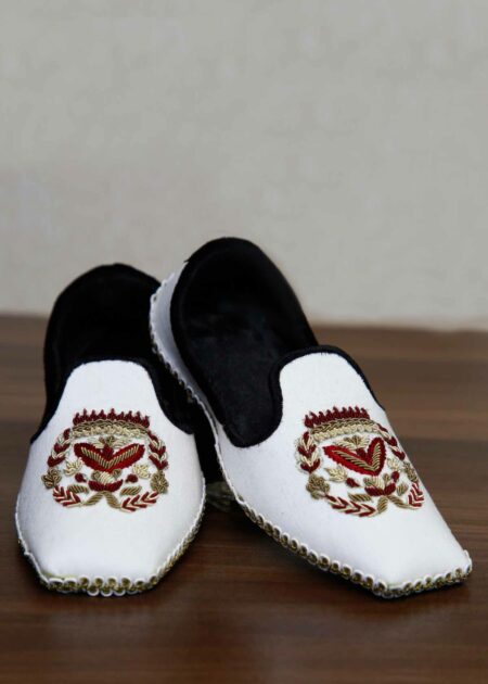White Embroidered Khussa Side
