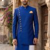 Royal Blue Side Cut Sherwani