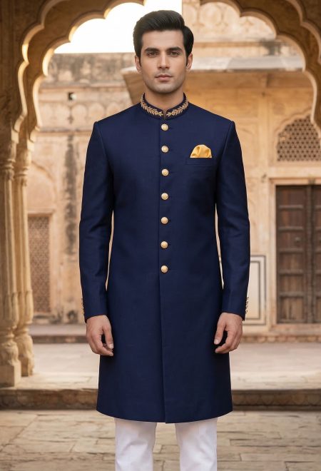 Blue Sherwani For Groom