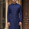 Dark Blue Wedding Sherwani